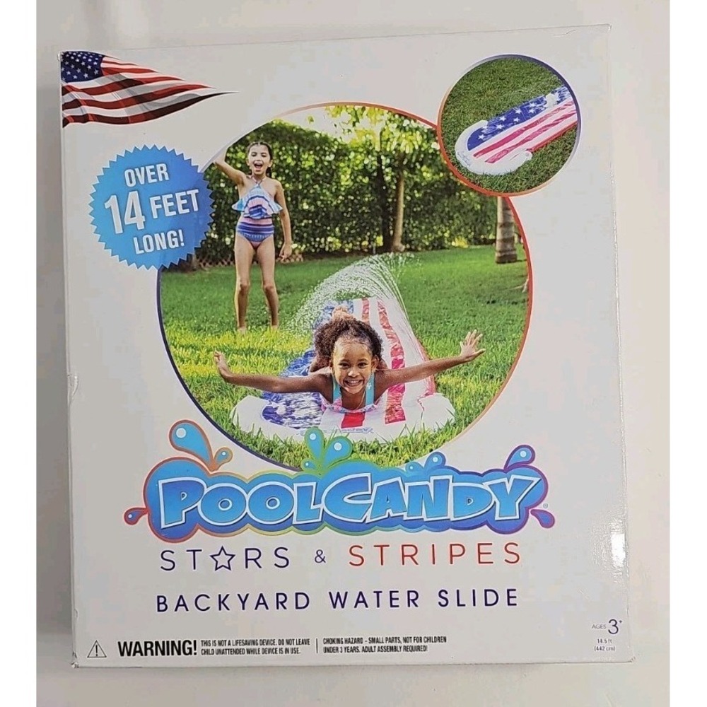 Stars & Stripes Backyard Spraying Water Slide 14'+ Long Splash Pad Inflatable
